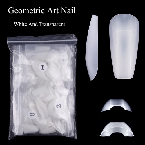 504Pcs 3D Geometry Square False Nail Tips Transparent / Natural Full Cover Trench Manicure Acrylic UV Gel DIY Tool 504Pcs 3D Geometry Square False Nai