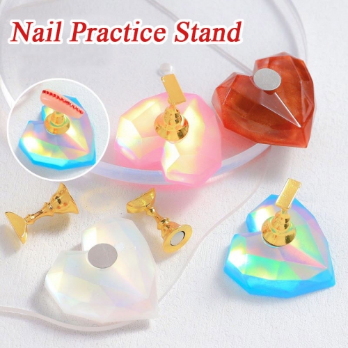 1Pcs Magnetic Nail Holder Practice Magnetic False Nail Practice Training Display Crystal Alloy Stand 