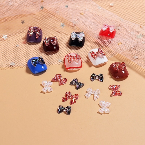 1 Pcs New Nail Art Jewelry Girl Heart Bow-knot Style Aurora Checkerboard Classic Jelly Bear Net Red Nail Accessories
