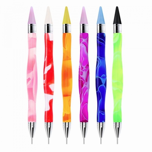 1pcs Double Head Acrylic Marbled Spot Crayon Picking Nail Gourd Spot Dot Tool