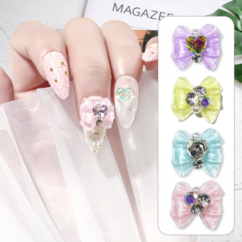 5pcs/bag Nail Art White Butterfly Diamond Design Crystal Rhinestones Nail Jewelry High Quality Nail Art Decorations