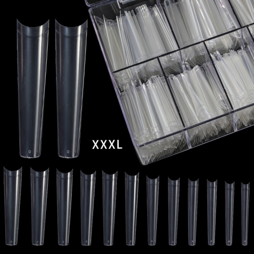 600 Pcs/Bag Transparent Natural XXXL Nail Enhancement Piece Plus Long Flat Head Manual Nail Wearing Suit