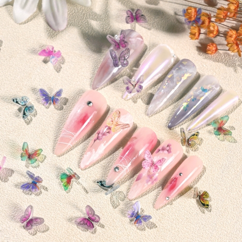 1 Box New Multi Pattern Resin Butterfly Nail Art Decoration Colorful Butterfly Nail