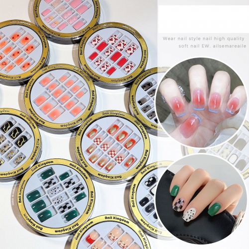 1Box Color Reusable Nail Art Tools Wearable Nail Tip Waterproof Fake Nails Traceless