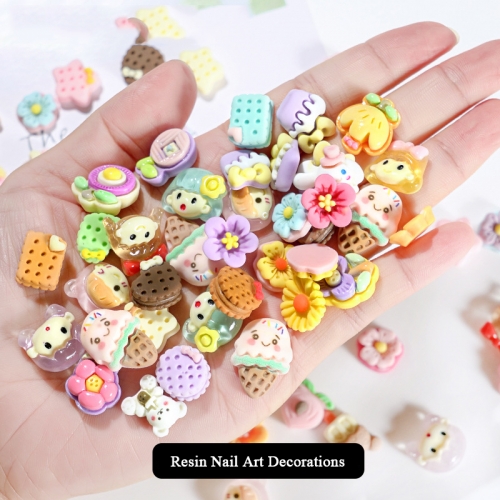 10Pcs/Set Resin Crafts Flower Ice Cream Nail Art Decorations Nail Charms