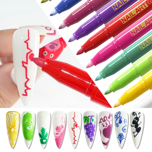 6Pcs/Set Waterproof Nail Art Drawing Painting Liner Pen Nail Polish Pen Set