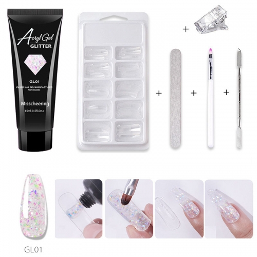 1Set Acrylic Nail ClipTransparent Gel Quick Building Nail Tips Clips Fingernail Extension UV Clamps Manicure Nail Art Tools Set