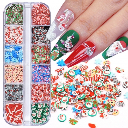 1bag or 1 box Holiday Soft Pottery Devices Winter Nails Soft Pottery  Christmas Nail Art Decoration