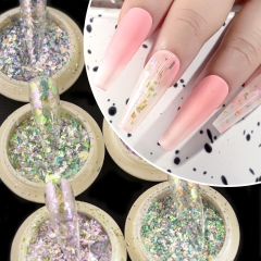 1jar Opal Powder Polarized Dream Colorful Ice Crystal Edelweiss Nails Transparent Color-changing Light Sequin Nail Glitter