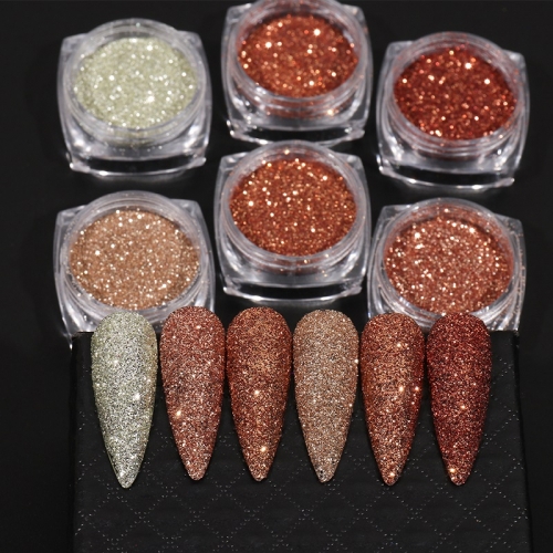 6jars/set Holographic Silver Glitter Kit Nail Powder Laser Mirror Chrome Dust Nail Art Pigment DIY Decor Nails Accessories