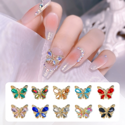 1 Pcs Flying Butterfly Nail Art Decorations Luxury Crystal Zircon Nail Jewelry Gold/Silver Alloy Manicure Accessories
