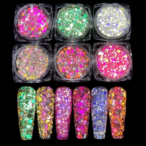 1Set Reflective Nail Glitter Powder Diamond Laser Sparkly Nail Art Sequins Shinning Flakes Nail Art Decorations 