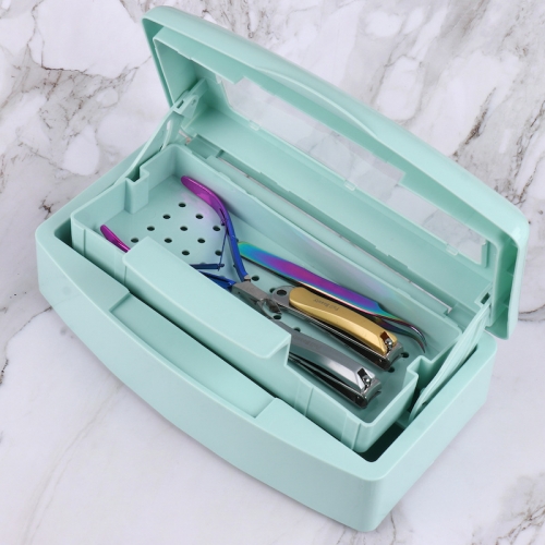 1Pcs Rectangle Nail Art Tool Organizer Storage Box for Tweezers Pens Polish Nail Brushes Plastic Container