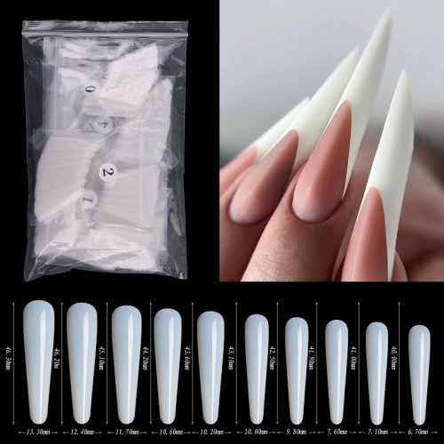 1Bag Long Stiletto Artificial Fake Nails Black Full Cover Impress Press On Nails False Tips Fingernails Woman Manicure
