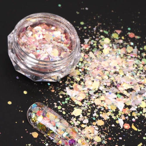 1jar Irregular Sequins Star Nail Glitter Slice Fragments Nail Art Decorations Manicure