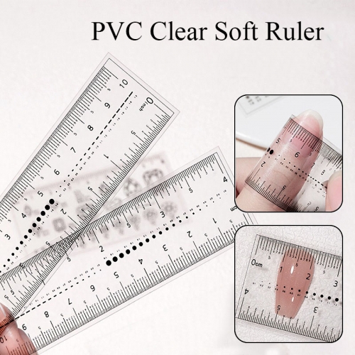 5Pcs/set Manicure PVC Clear Soft Ruler Transparent Card Scale Can Measure Drill Nail Shop Special Tool Ruler