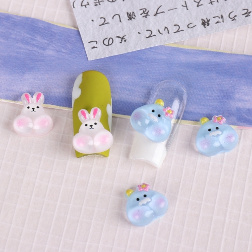 20Pcs/Bag INS Rabbit Nail Manicure Cartoon Resin Cute 3D Nail Charms Design Nail Decoration