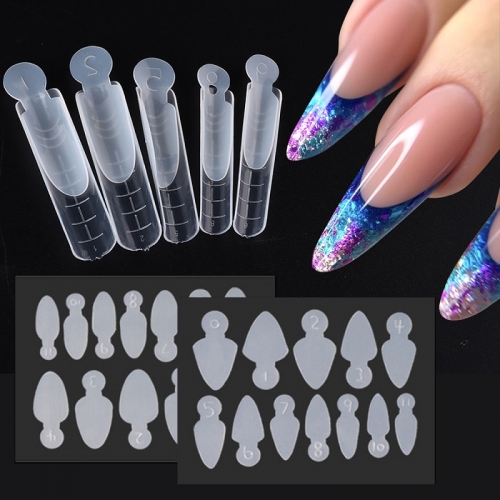 12Pcs/Sheet Silicone Extended Nail Mold Tips Finger Extension Multi-nail Crystal Nail
