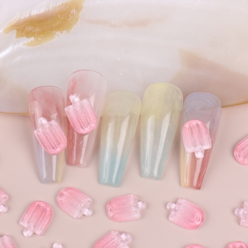 5pcs/set Summer Nail Art Cute Ice Cream Popsicle Resin Nail Accessories Decorate