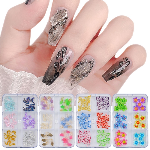 1box Butterfly Nail Art Charms Butterfly Flower Flat Bottom Diamond Bow Nails Decoration Jewelry Nail Accessories