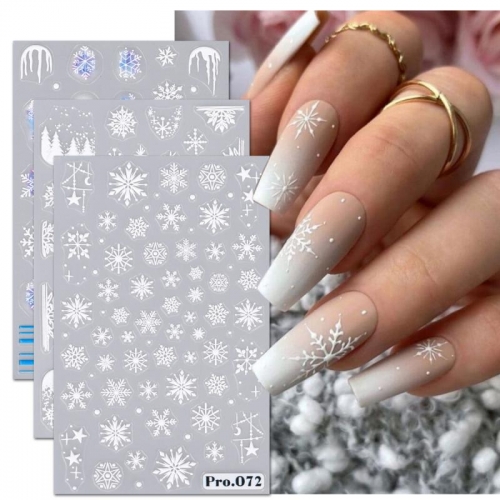 1pcs Snowflake Nail Art Decals White Christmas Designs Self Adhesive Stickers New Year Winter Gel Foils Sliders Decorations