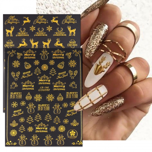 1 Set Christmas Nail Art Sticker Decoration Santa Sliver Gold Elk Hot Stamping Laser Manicure Nail Art Decoration Accessories Nail Sticker