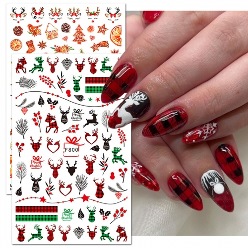 1 Pcs Christmas Snowman Snowflakes Nail Art Stickers Cartoon Santa Claus Elk Christmas Decal Manicure Decals Nail Sticker