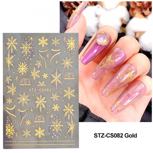1 Pcs 3D Snowflake Nail Art Decals Winter Christmas Designs Self Adhesive Stickers New Year Winter Gel Foils Sliders Decorations