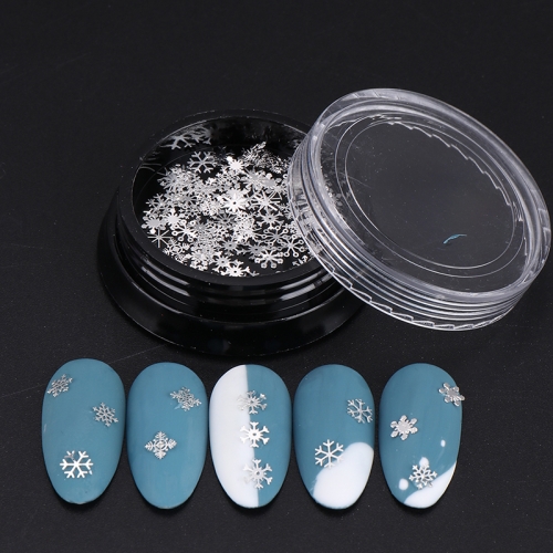 1jar White Snowflakes Slice 3D Nail Art Decorations Glitter Sequin Thin Paillette Mixed Design Christmas Charms Flake