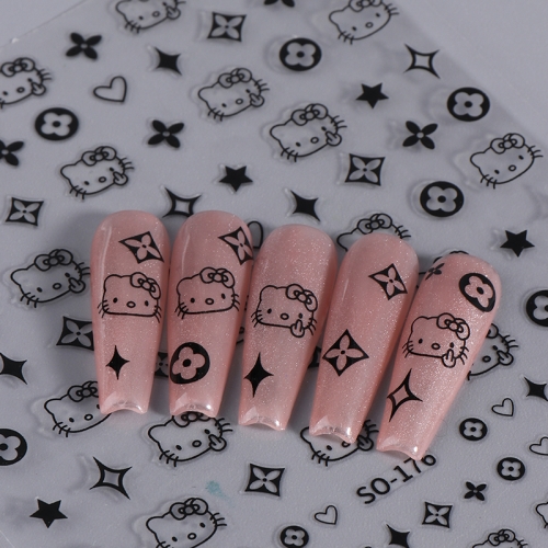 1Pcs Cartoon HelloKitty Nail Stickers Nail Art Decoration 3D Stickers Nail Decals Press On Nails
