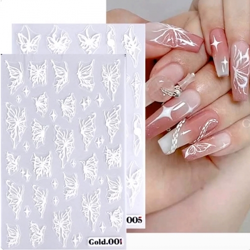 1 Pcs Hollow Butterfly Nail Art Stickers White Drawing Nail Decorations Decals Nail Sticker