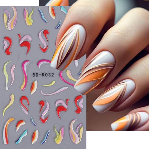 1 Pcs 5D Nail Sticker Lines Stripe Graphic French Colorful Nail Art Decals Manicure Nail Sticker