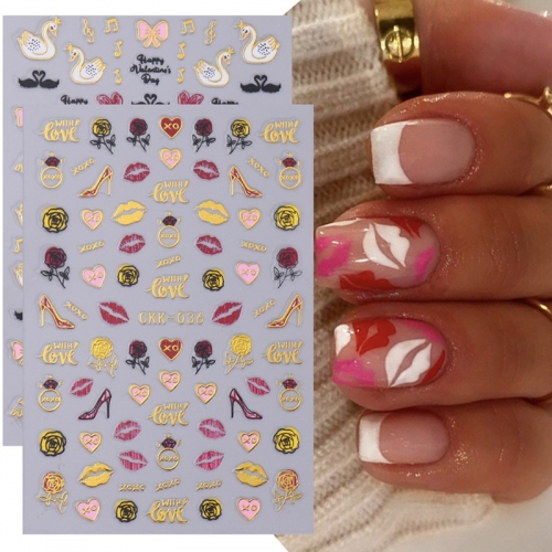 1Pcs Love Heart Nail Decals Red Lips Cartoon Nail Sticker Valentine’s Day Cupid Letters Slider DIY Manicure Decorations