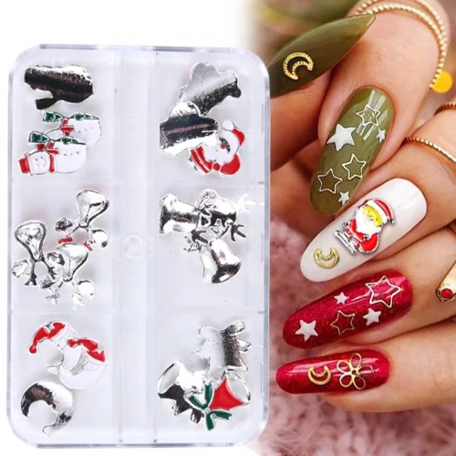 1Box Christmas Series Nail Art Decoration Cartoon Charm Santa Claus Elk Snowman Nail Accessories