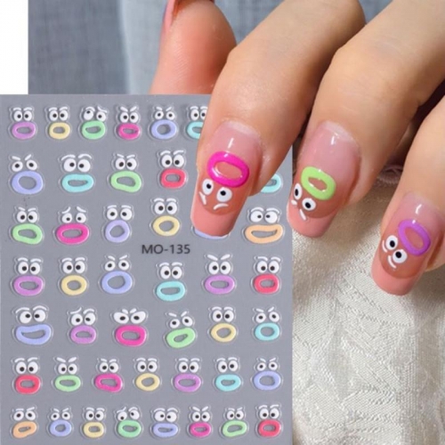 1pcs Big Mouth Nail Sticker Small Sweet Potato 5D Relief Cartoon Mouth Smiling Face Nail Sticker