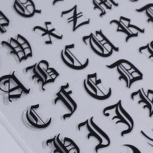 1pcs INS Retro Alphabet Letter Design 3d Nail Art Sticker 26 English Alphabet Number Decal Rhinestiones Decoration Manicure Tools