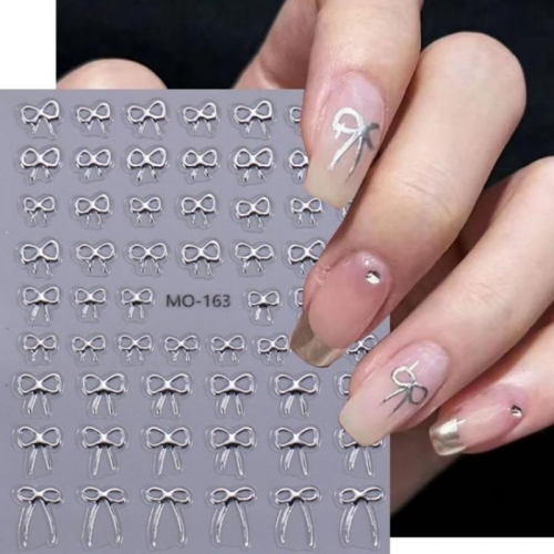 1pcs Butterfly Bow Nail Sticker Black White 5D Embossed Self-adhesive Press on Nails Nail Art Charms Sticker for Manicure