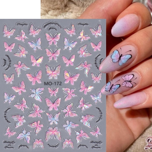 1pcs 5D Embossed Butterfly Nail Stickers Retro Butterflies Nail Design 5D AdhesiveDecals Butterfly Charms