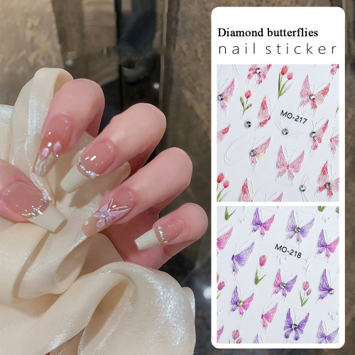 1 Pcs Crystal Diamond Butterfly Nail Art Sticker 3D Nail Decoration Nail Art Sticker