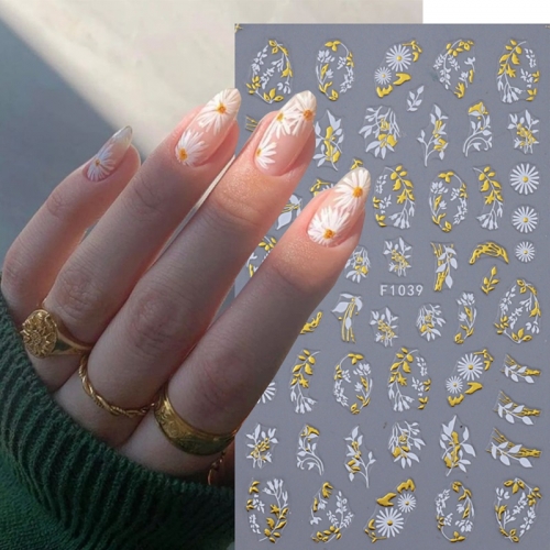 1Pcs Nail Decoration Gold Flowers Leaves Manicure Butterfly Animal Nail Nail Accessories Nail Art Stickers