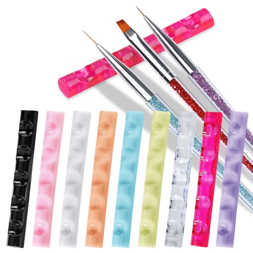 1 Pcs 5 Grids Portable Nail Art Mini Shelf Transparent Crystal Nails Brushes Bar Pen Holder Manicure Tools Nail Tool