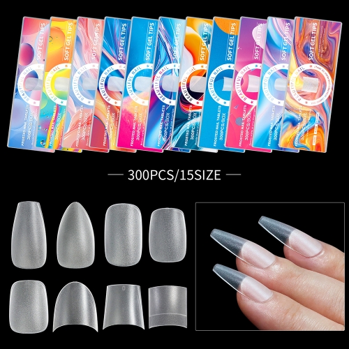 300pcs/box Ultra Thin Transparent Traceless Fake Nails Full Cover Acrylic Extension Nail Art Accessory Nail Accessories
