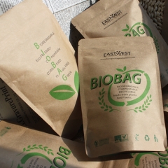 100% Sustainable Packaging Compostable Kraft Paper Pouch With Eco Printing