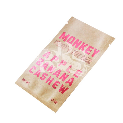 3 Side Seal Kraft Paper Flat Pouch with Eye Catching Custom Metallic Printing