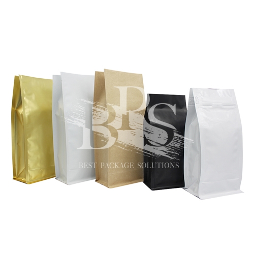 Full Range Stock Foil Square Flat Bottom Pouch With Pocket Zipper