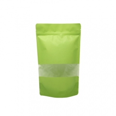 Green Resealable Rice Paper Stock Pouches Eco Friendly Direct Printing