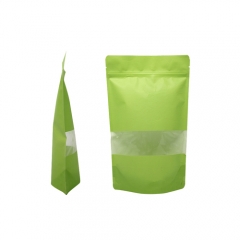 Green Resealable Rice Paper Stock Pouches Eco Friendly Direct Printing