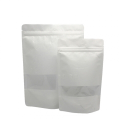 Green Resealable Rice Paper Stock Pouches Eco Friendly Direct Printing