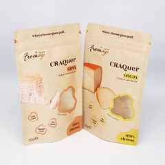 Irregular Shape Clear Window Kraft Paper Pouch Heat Sealing For Snacks Packaging