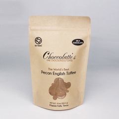 Customized Shaped Window Kraft Paper Pouch In Water Based Ink Flexo Printing